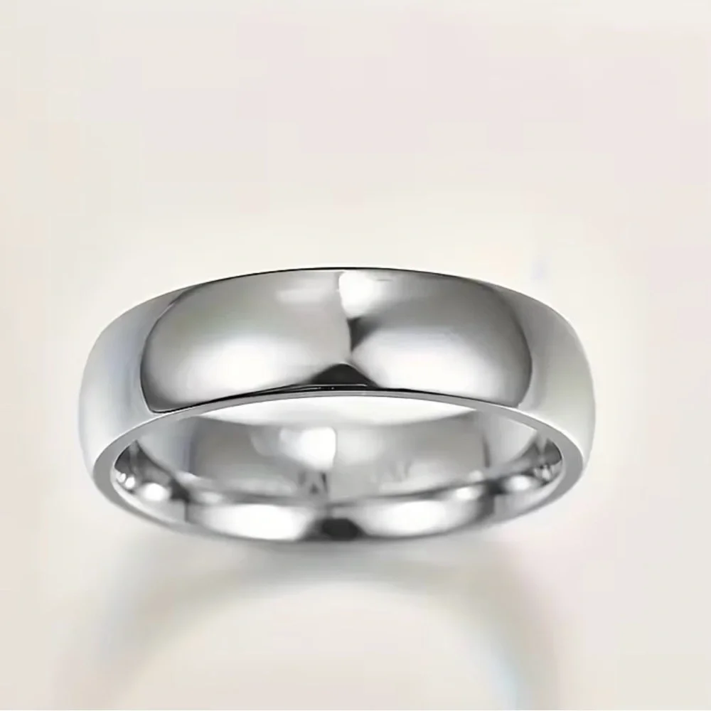 Timeless Steel Silver Unisex Wedding Engagement Band Ring 6 mm